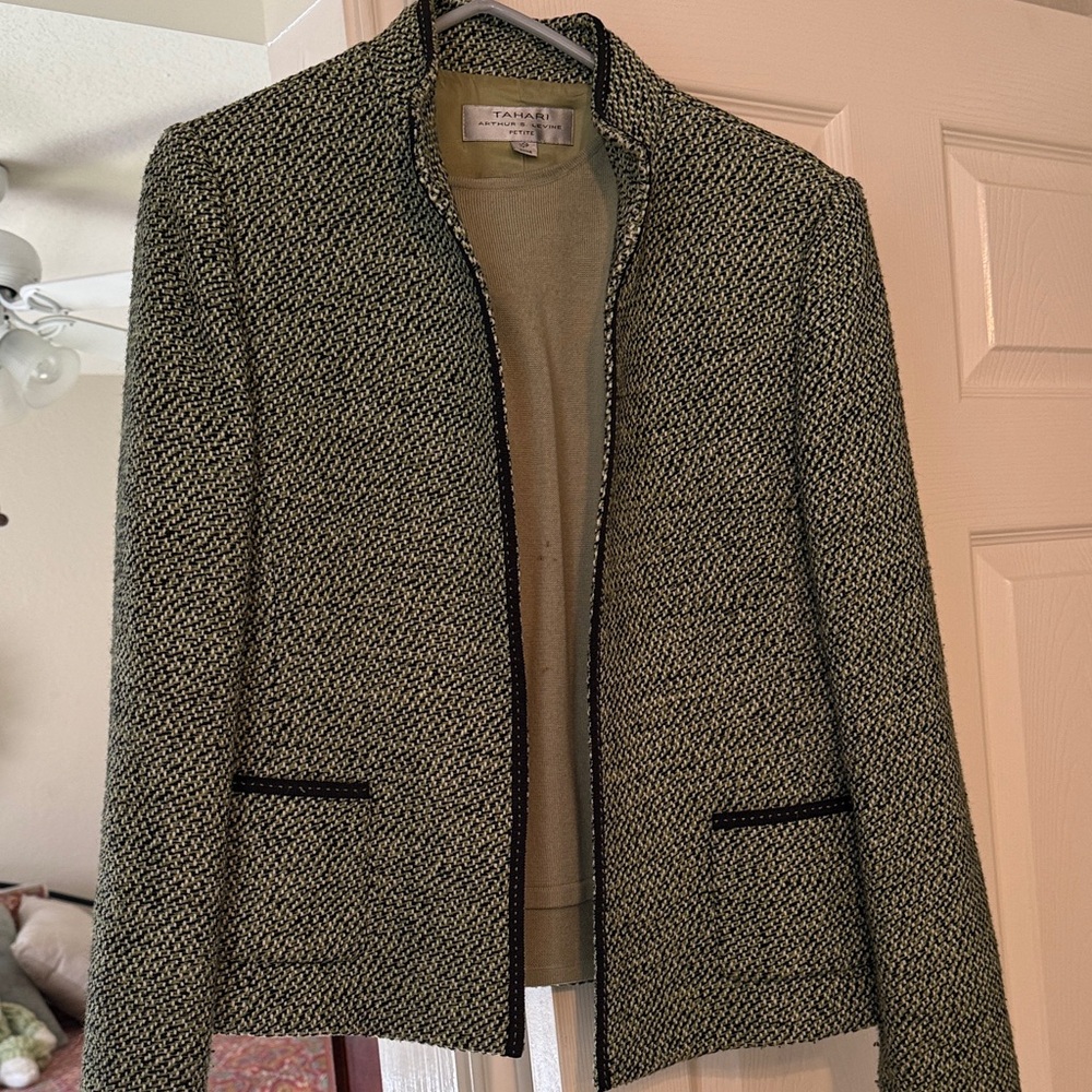 Ann Taylor Black and Cream Textured Blazer set
